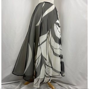 Lafayette 148 New York black/cream print long skirt
